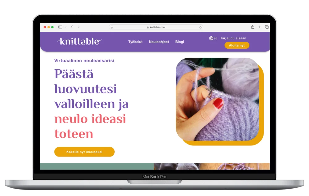 Laptop view of Knittable