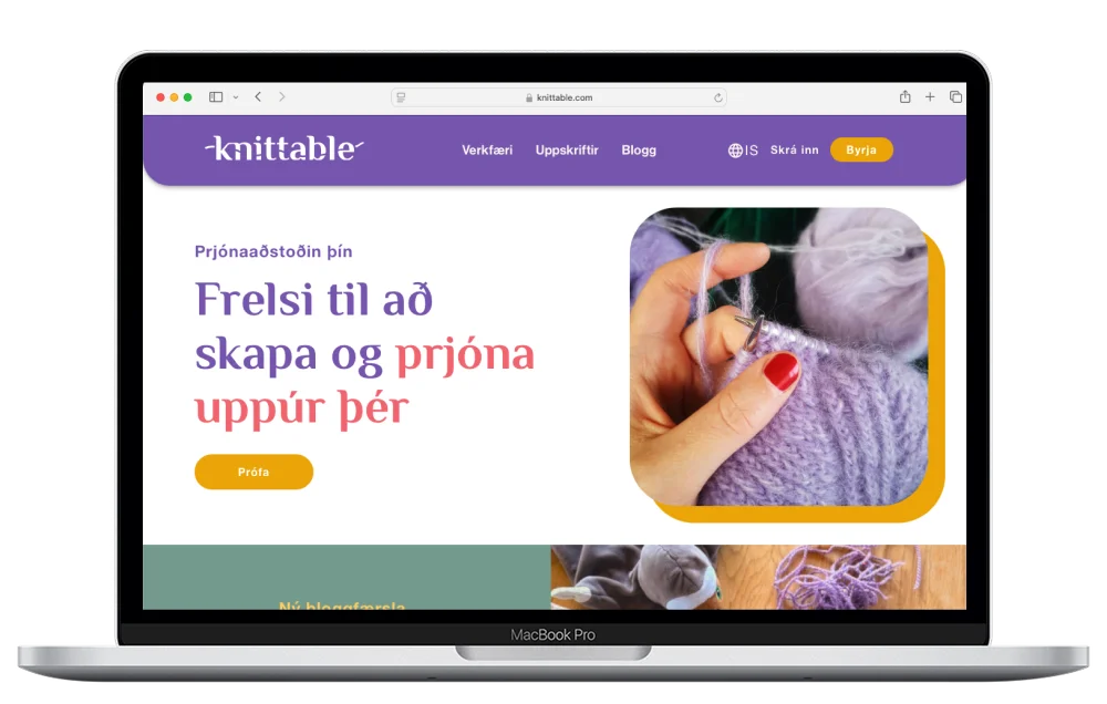 Laptop view of Knittable