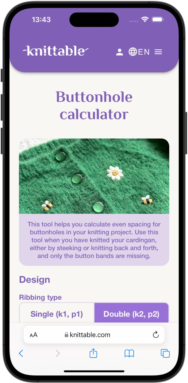 Buttonhole calculator