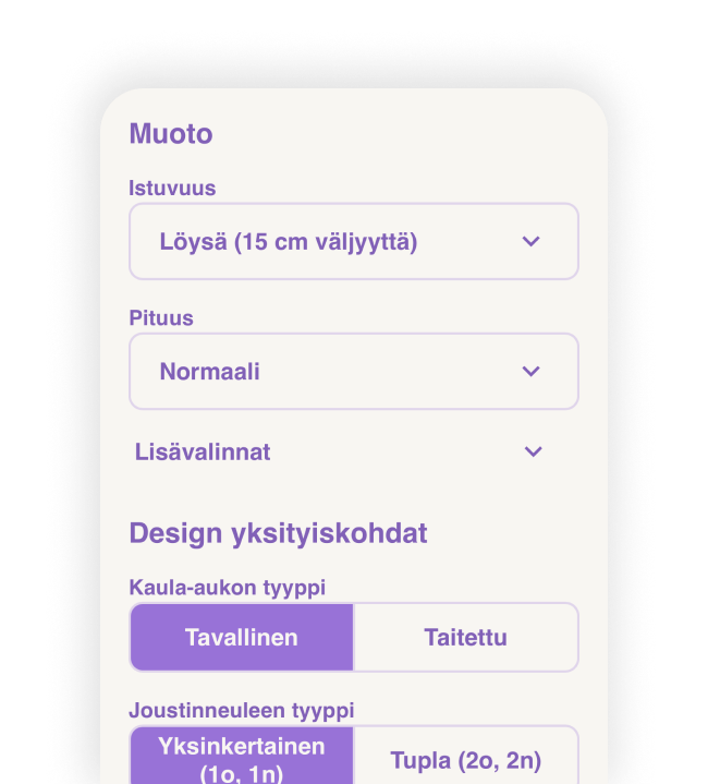 Luo räätälöity raglanneuleohje mille tahansa langalle ja neuletiheydelle. Valitse koko tai syötä omat mittasi saadaksesi täysin räätälöidyn neuleen säädettävällä istuvuudella, pituudella, pääntiellä sekä valinnaisella neulekuvion toistolla.