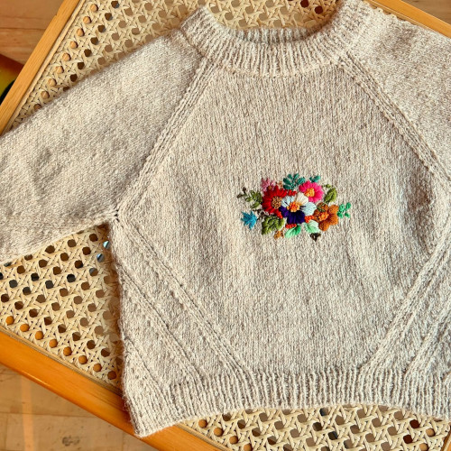 embroidered child's raglansweater